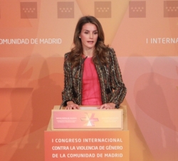Su Alteza Real la Príncesa de Asturias durante su intervención en el I Congreso Internacional Contra la Violencia de Género